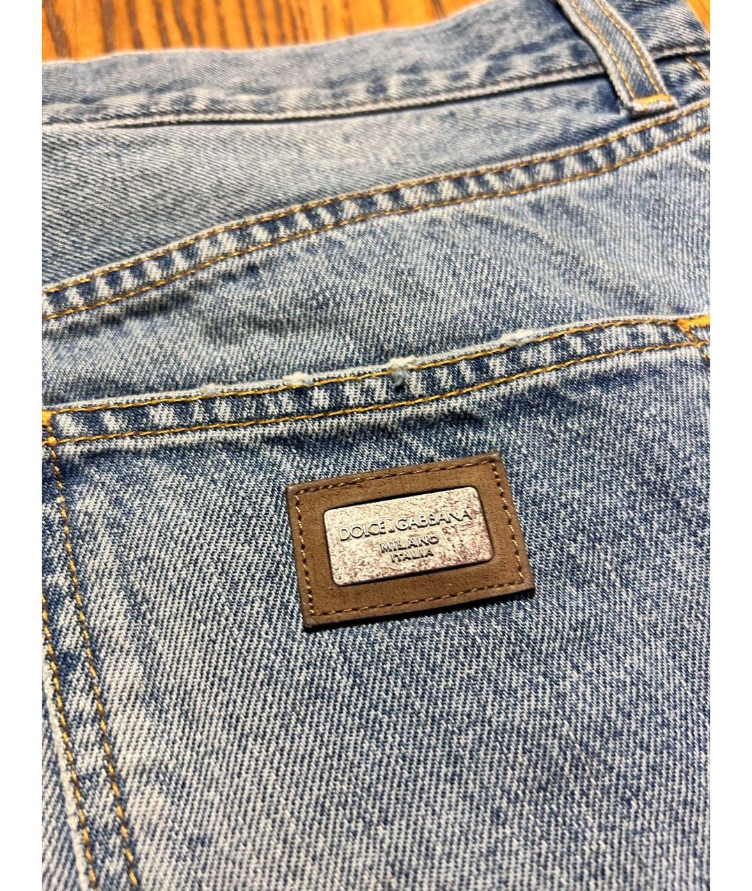 DOLCE&GABBANA Темно-синие хлопковые прямые джинсы, фото 4