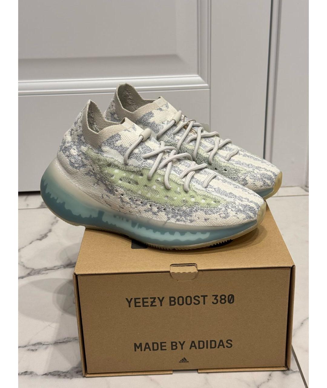 ADIDAS YEEZY Голубые текстильные низкие кроссовки / кеды, фото 9