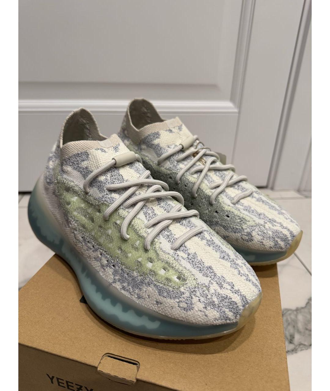 ADIDAS YEEZY Голубые текстильные низкие кроссовки / кеды, фото 4