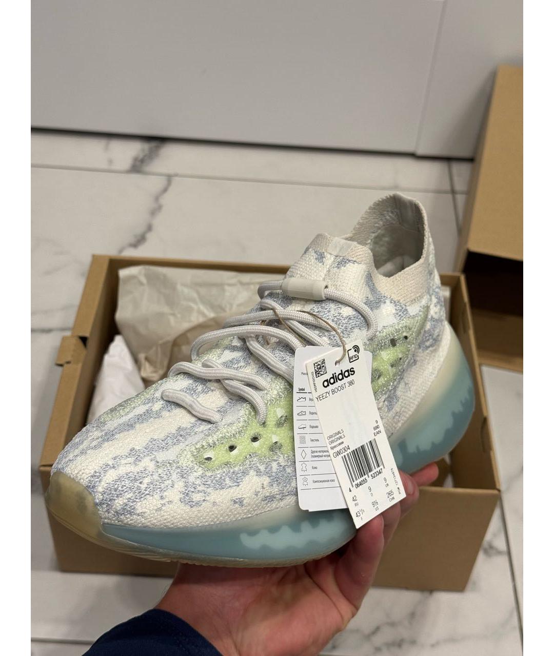 ADIDAS YEEZY Голубые текстильные низкие кроссовки / кеды, фото 6