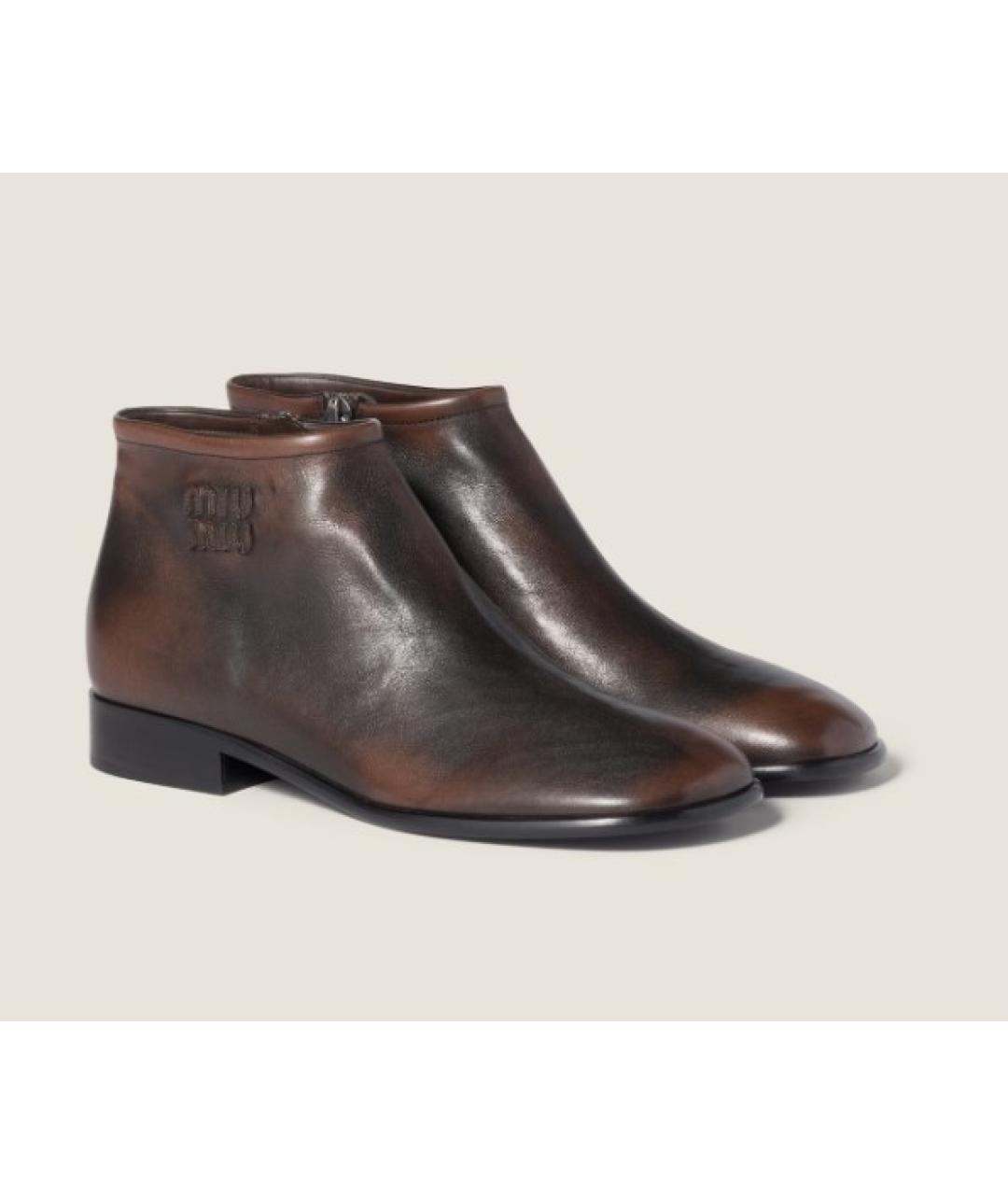 MIU MIU Коричневые кожаные полусапоги, фото 2