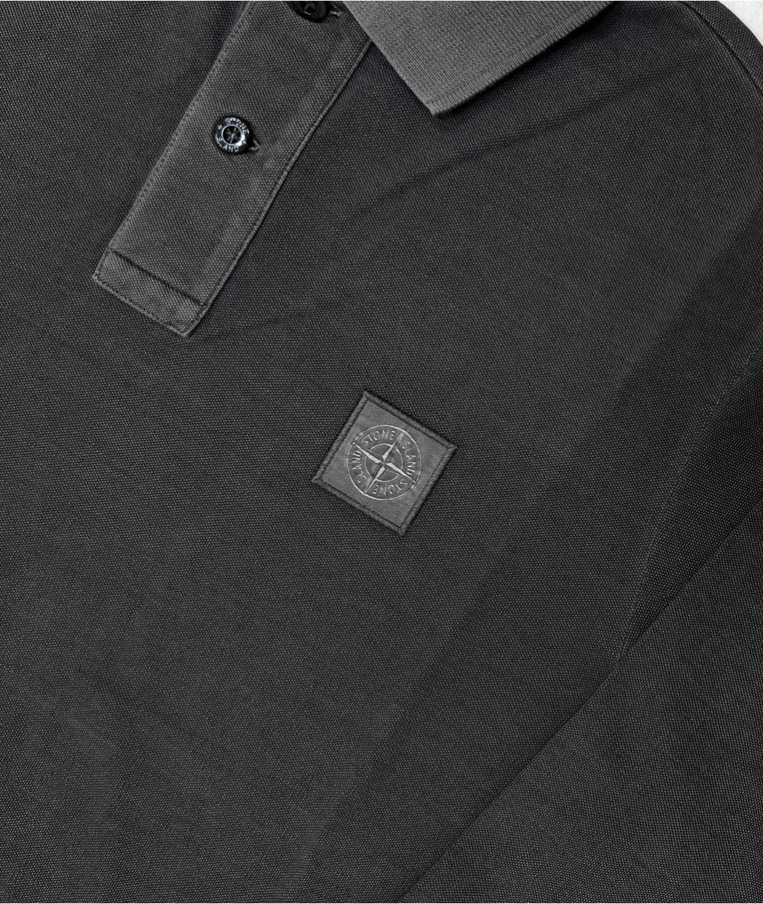 STONE ISLAND Антрацитовое поло с длинным рукавом, фото 3