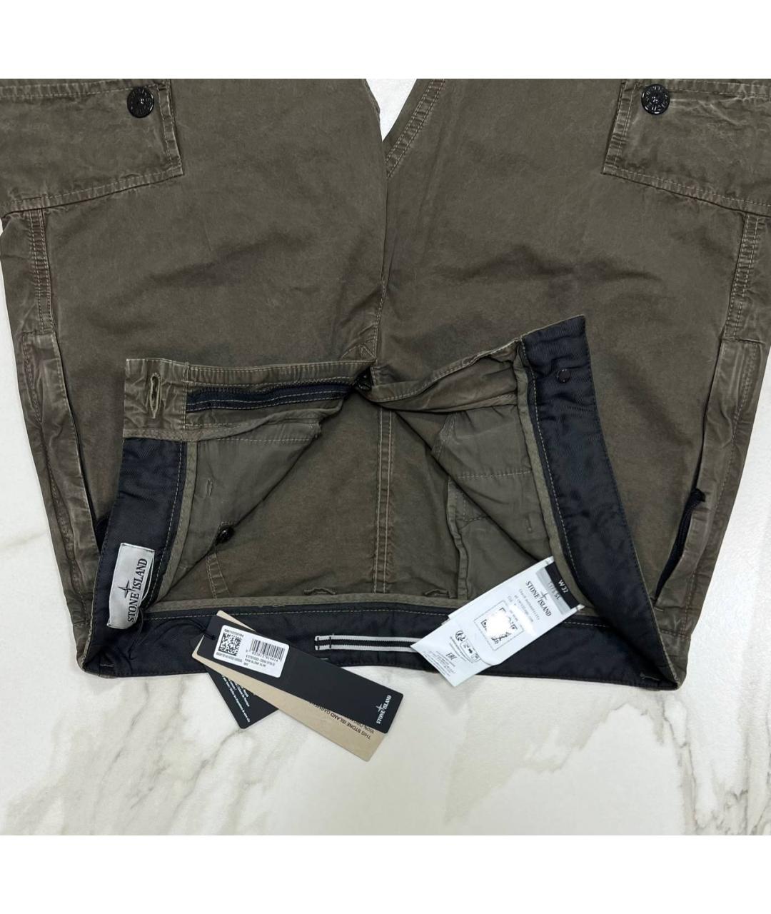 STONE ISLAND Хаки повседневные брюки, фото 4