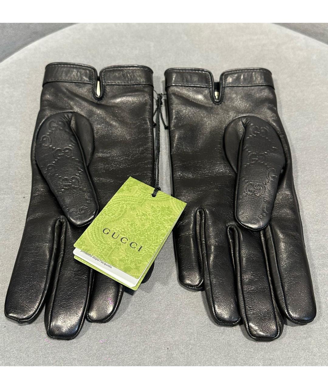 GUCCI Черные кожаные перчатки, фото 2