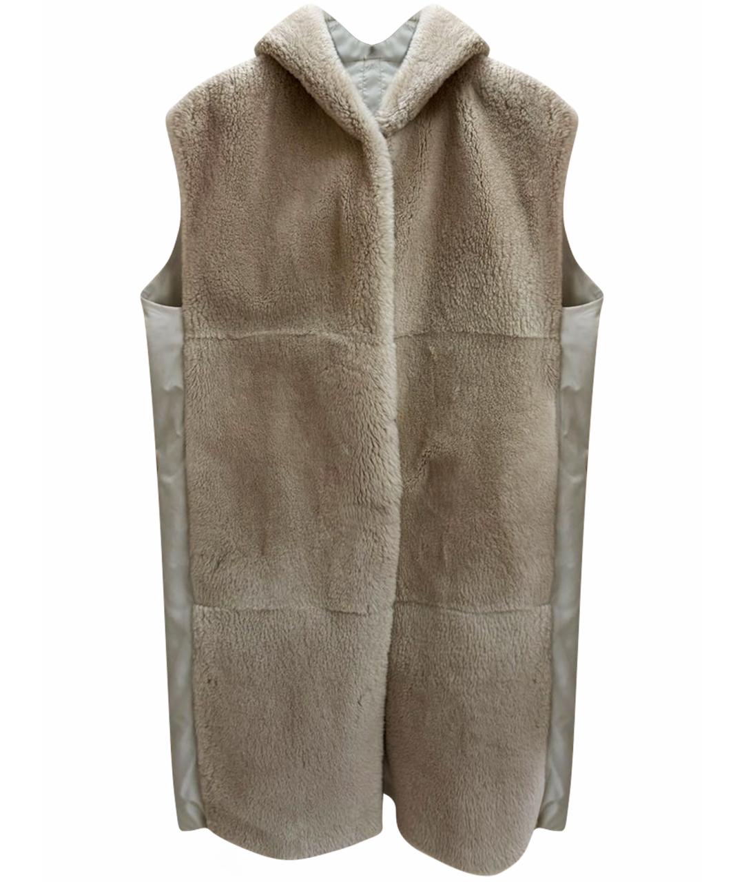 MAX MARA Серый меховой жилет, фото 1