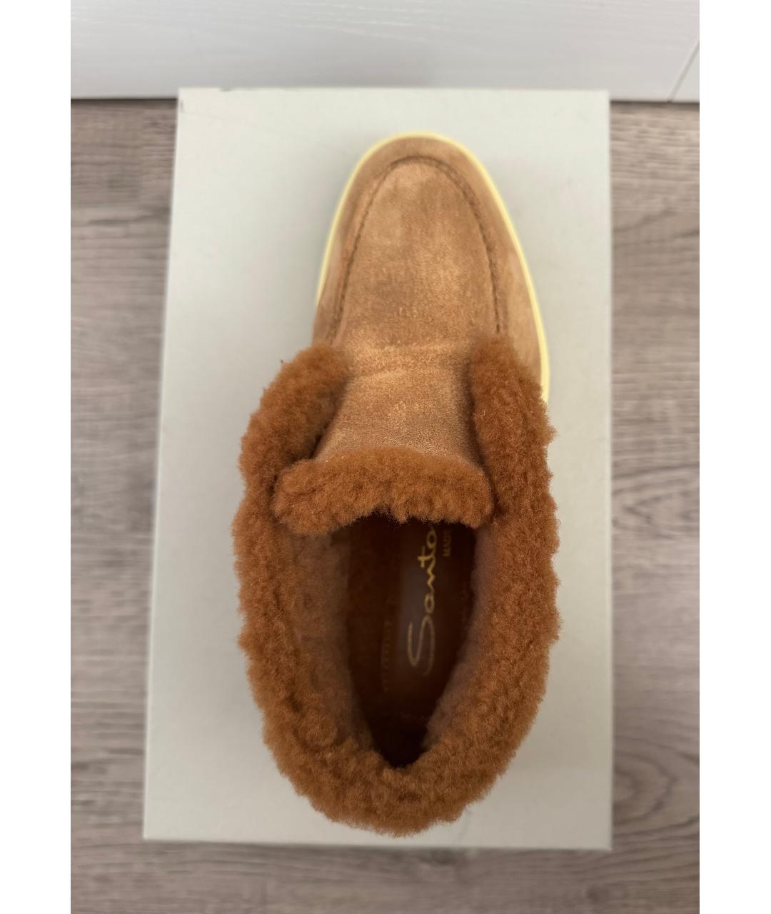 SANTONI Коричневые замшевые ботинки, фото 3