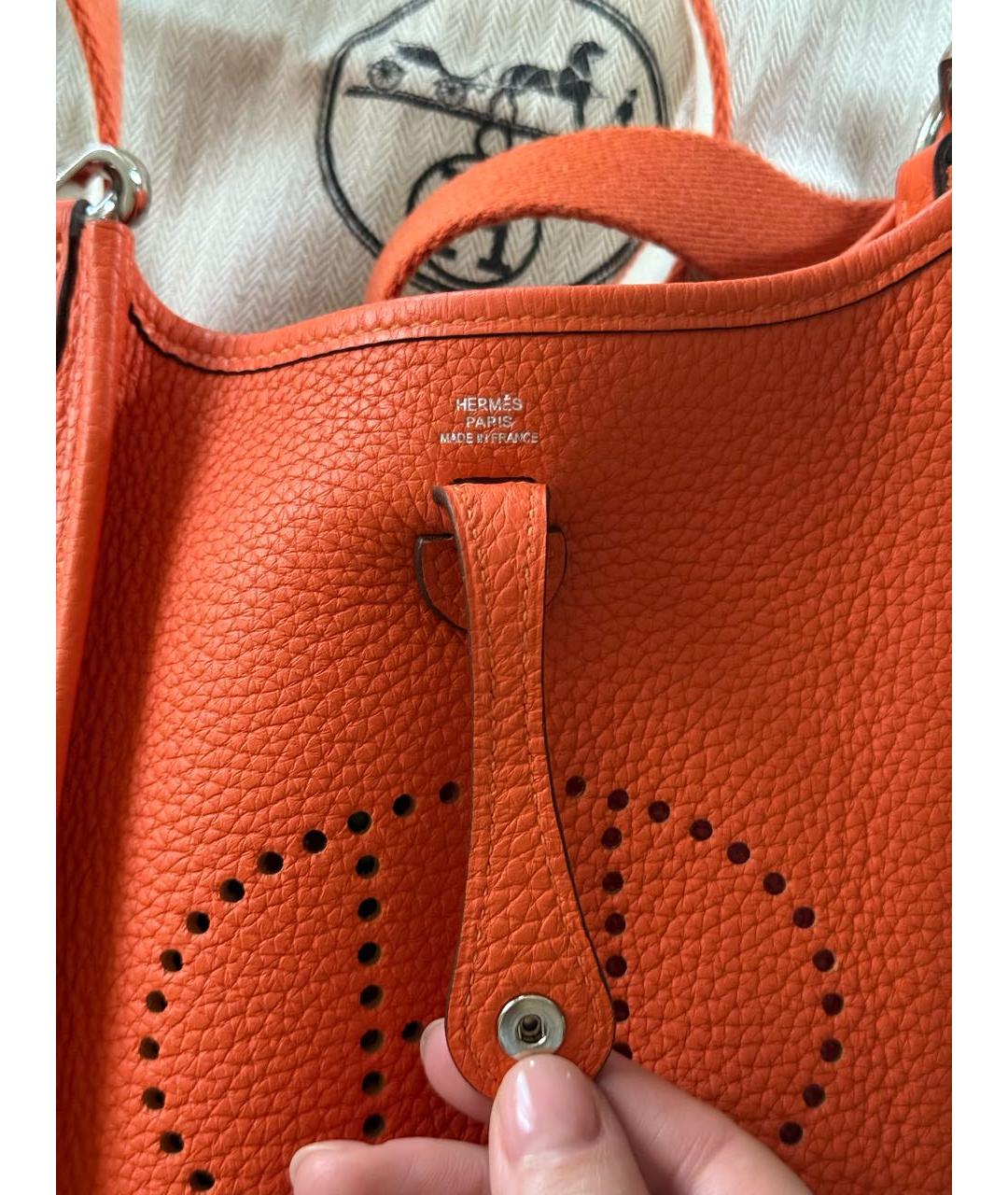 HERMES Оранжевая кожаная сумка через плечо, фото 5