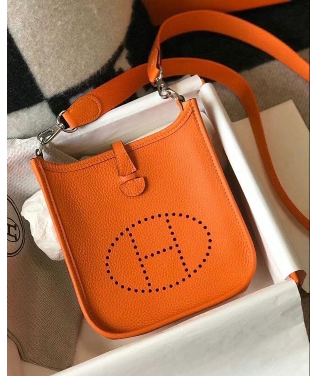 HERMES Оранжевая кожаная сумка через плечо, фото 2