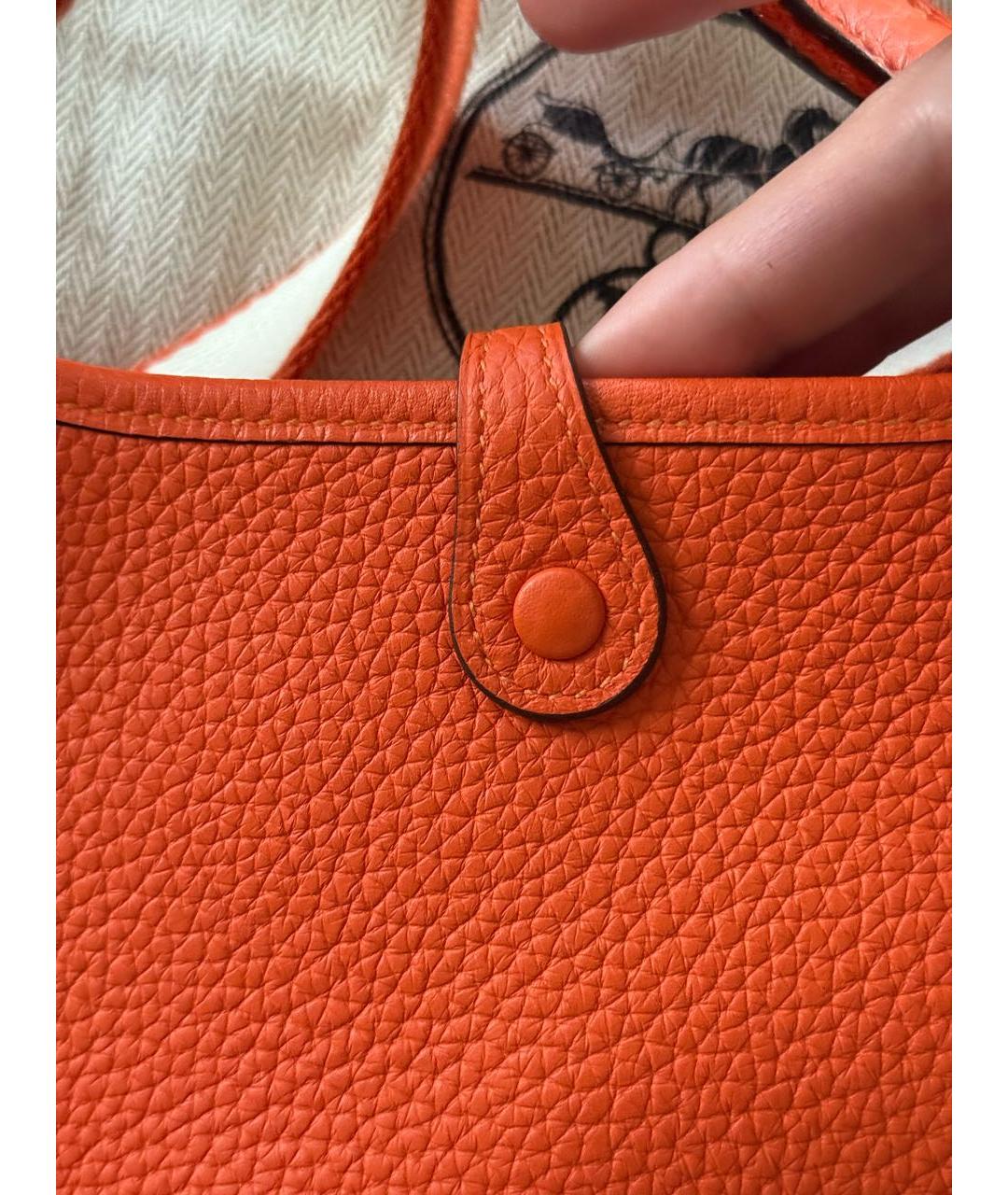 HERMES Оранжевая кожаная сумка через плечо, фото 6