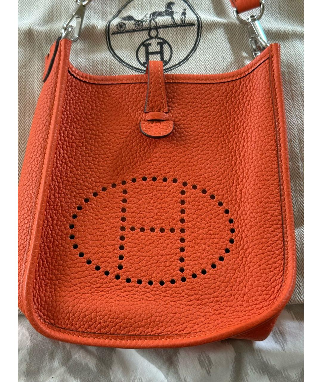 HERMES Оранжевая кожаная сумка через плечо, фото 4