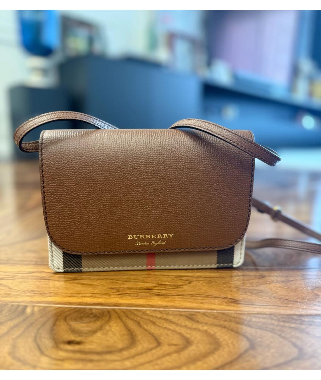 BURBERRY Коричневая кожаная сумка на плечо, фото 4