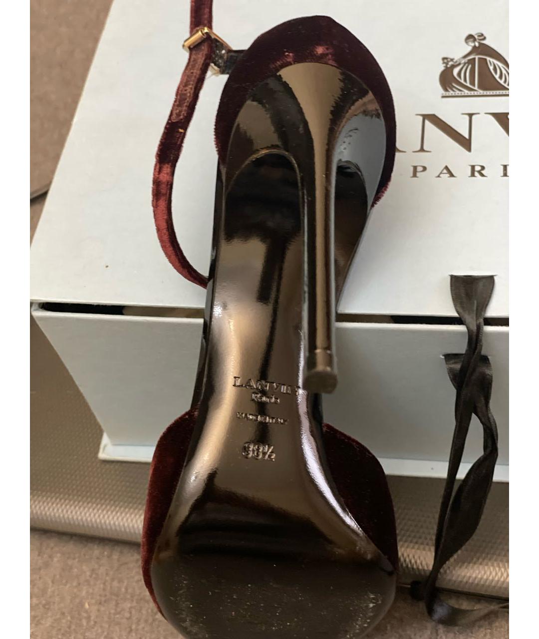 LANVIN Бордовые бархатные туфли, фото 2