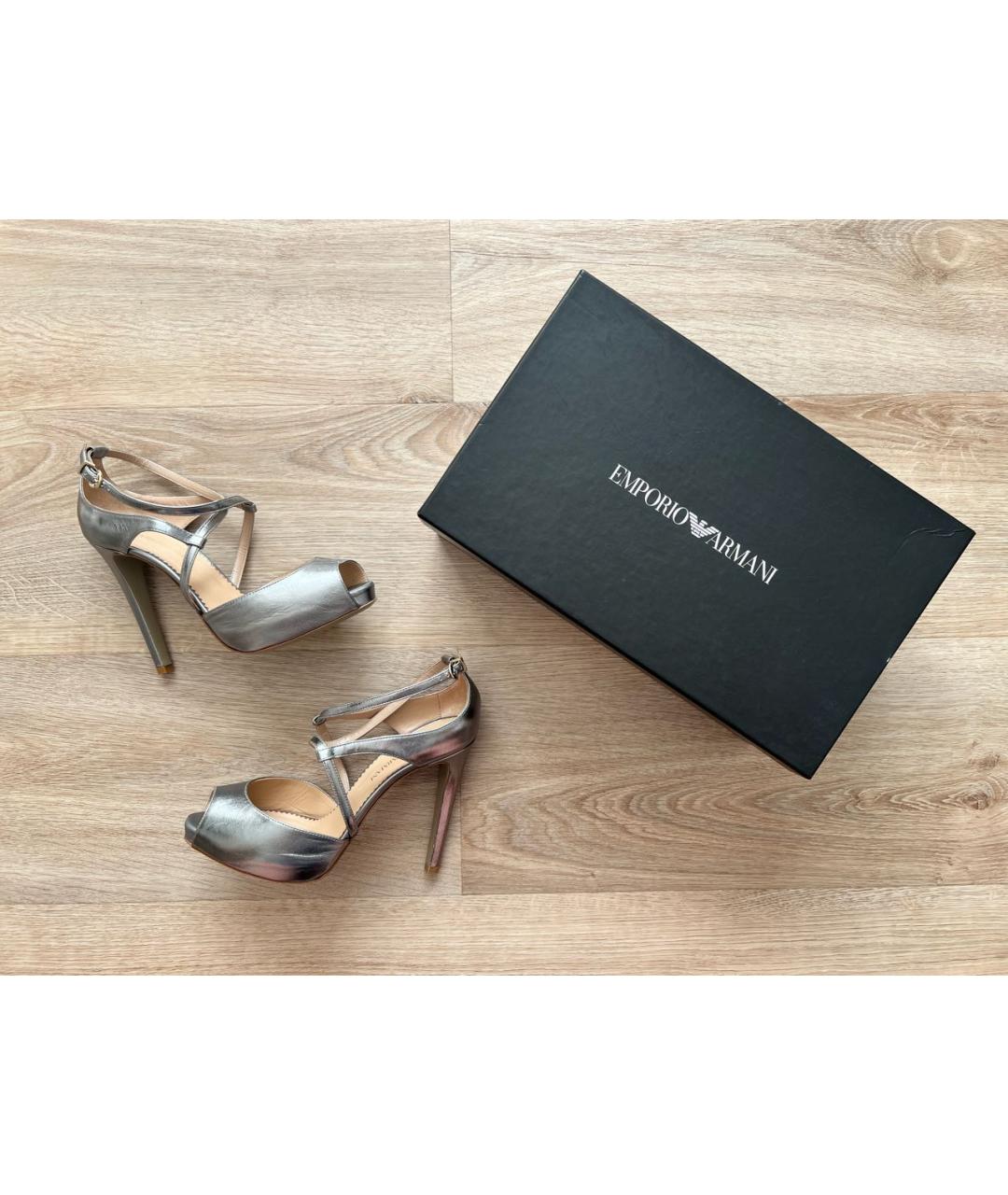 EMPORIO ARMANI Серебряные кожаные туфли, фото 7