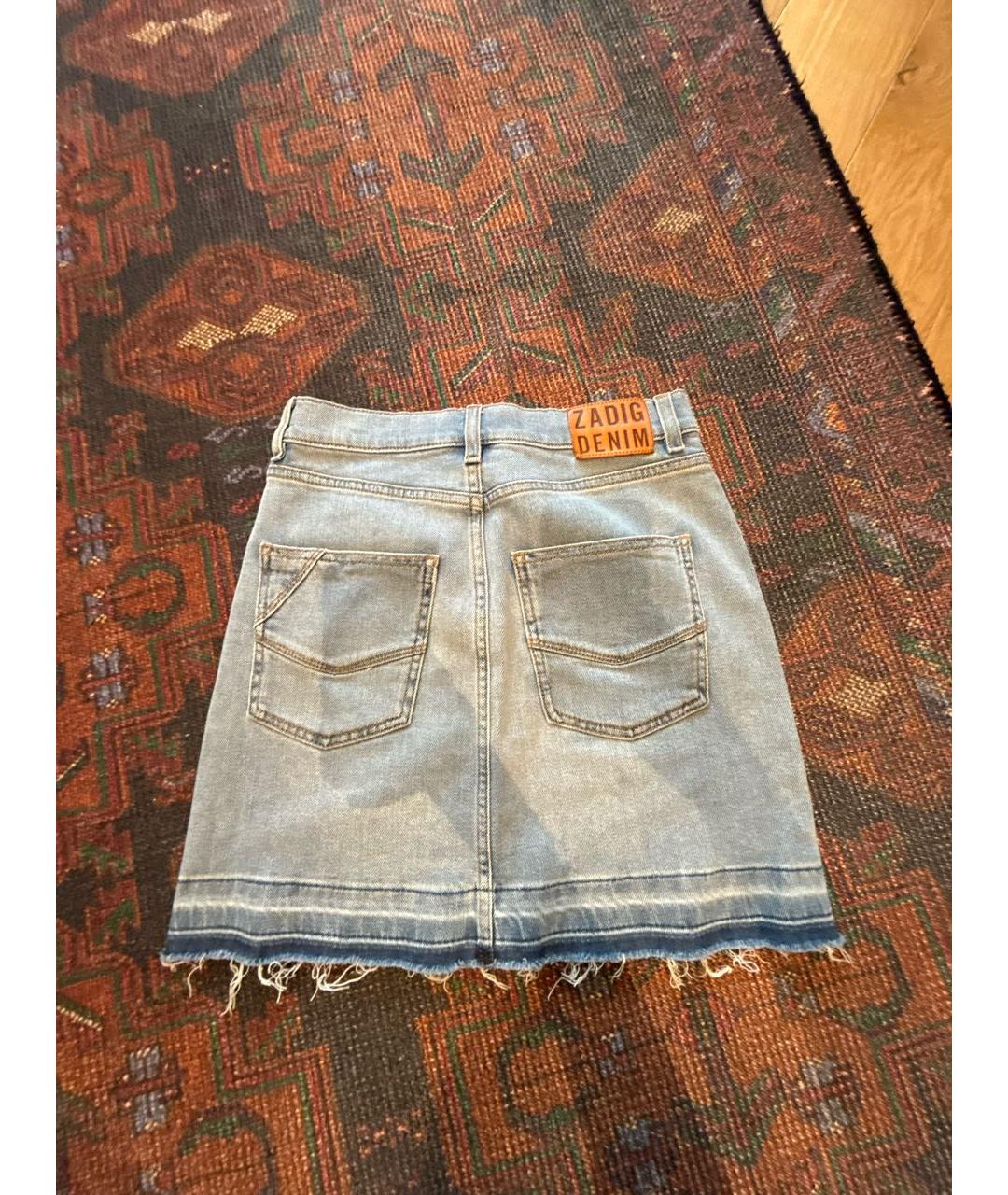 ZADIG & VOLTAIRE Голубая деним юбка мини, фото 2