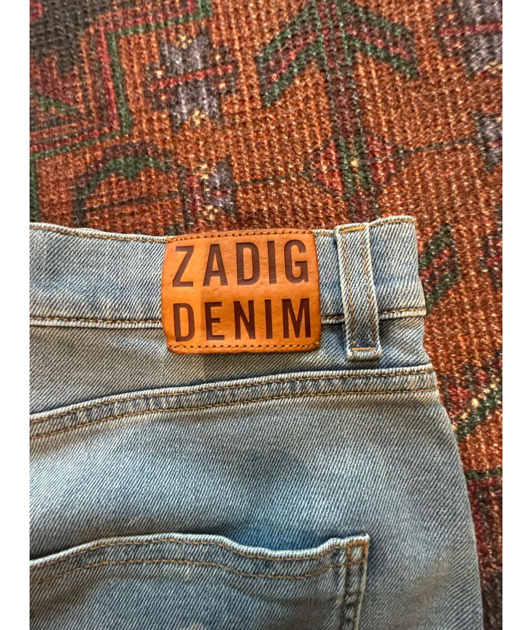 ZADIG & VOLTAIRE Голубая деним юбка мини, фото 7