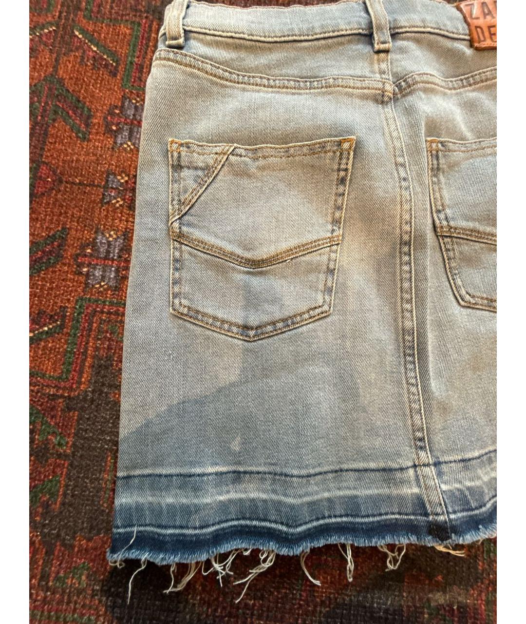 ZADIG & VOLTAIRE Голубая деним юбка мини, фото 8