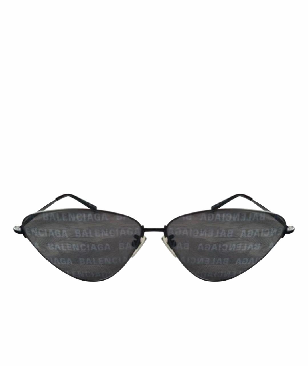 BALENCIAGA Черные металлические солнцезащитные очки, фото 1