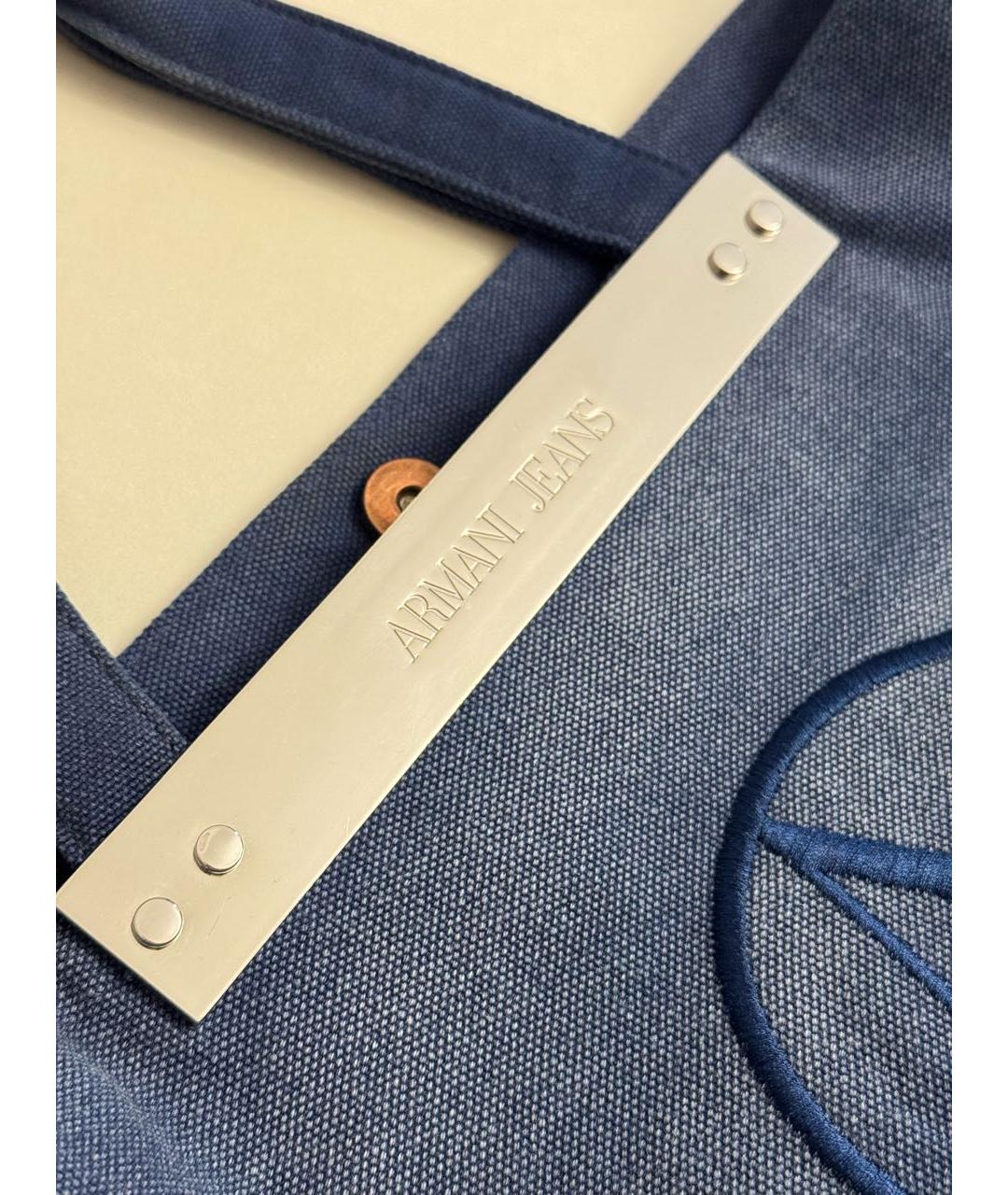 ARMANI JEANS Темно-синяя деним сумка тоут, фото 5