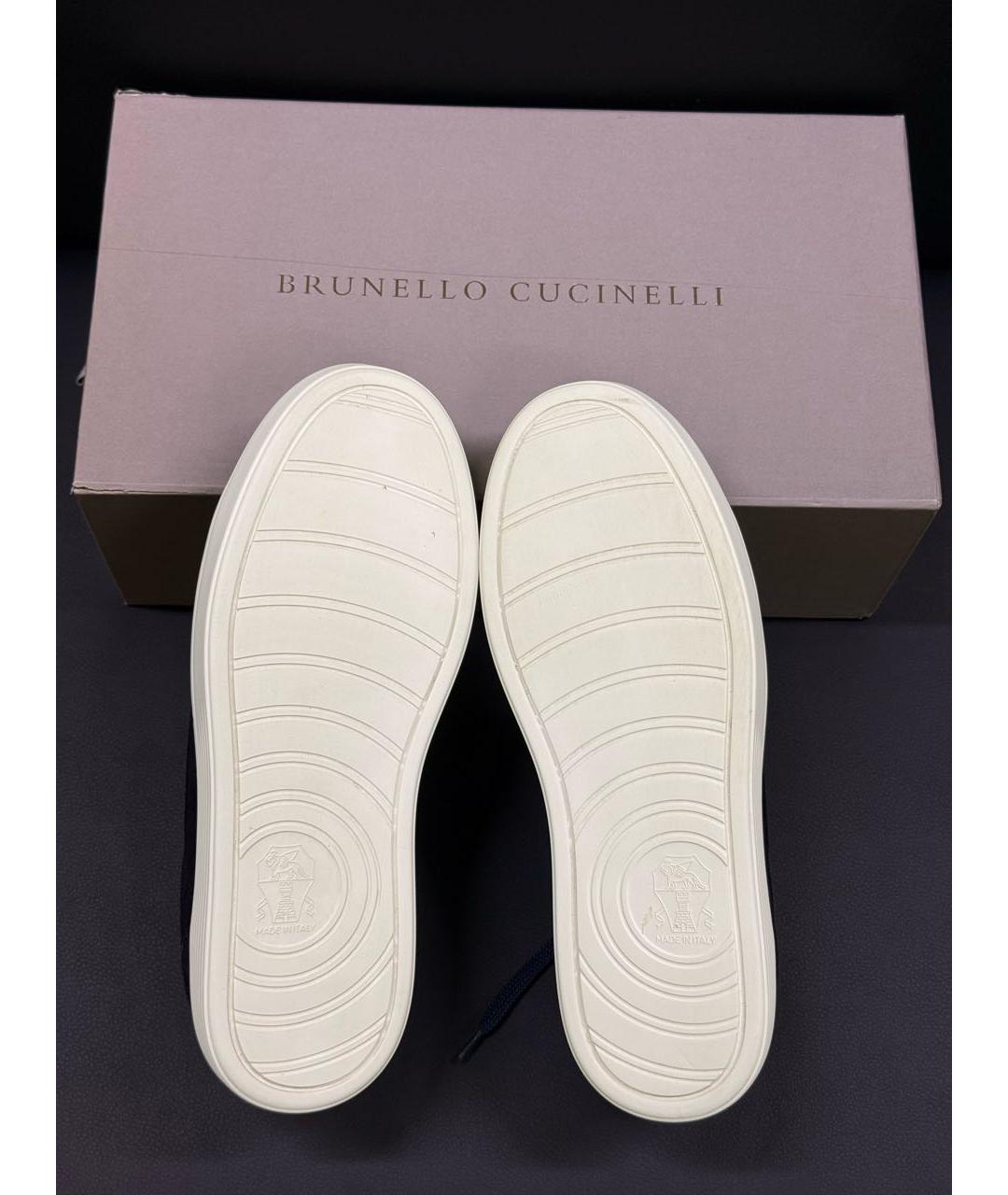 BRUNELLO CUCINELLI Синие замшевые низкие кроссовки / кеды, фото 8
