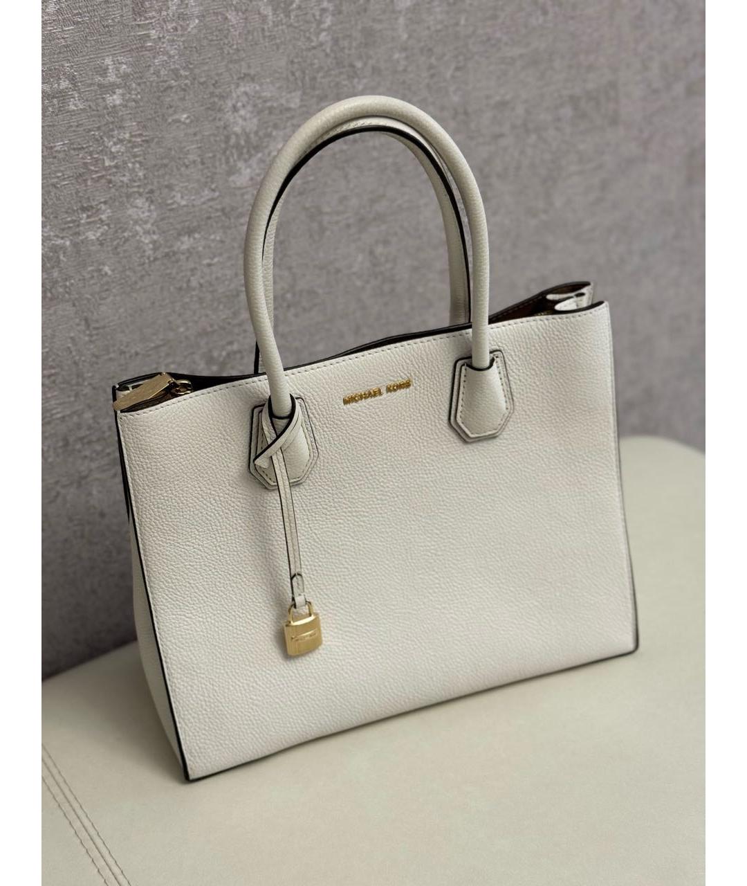 MICHAEL KORS Белая кожаная сумка тоут, фото 9