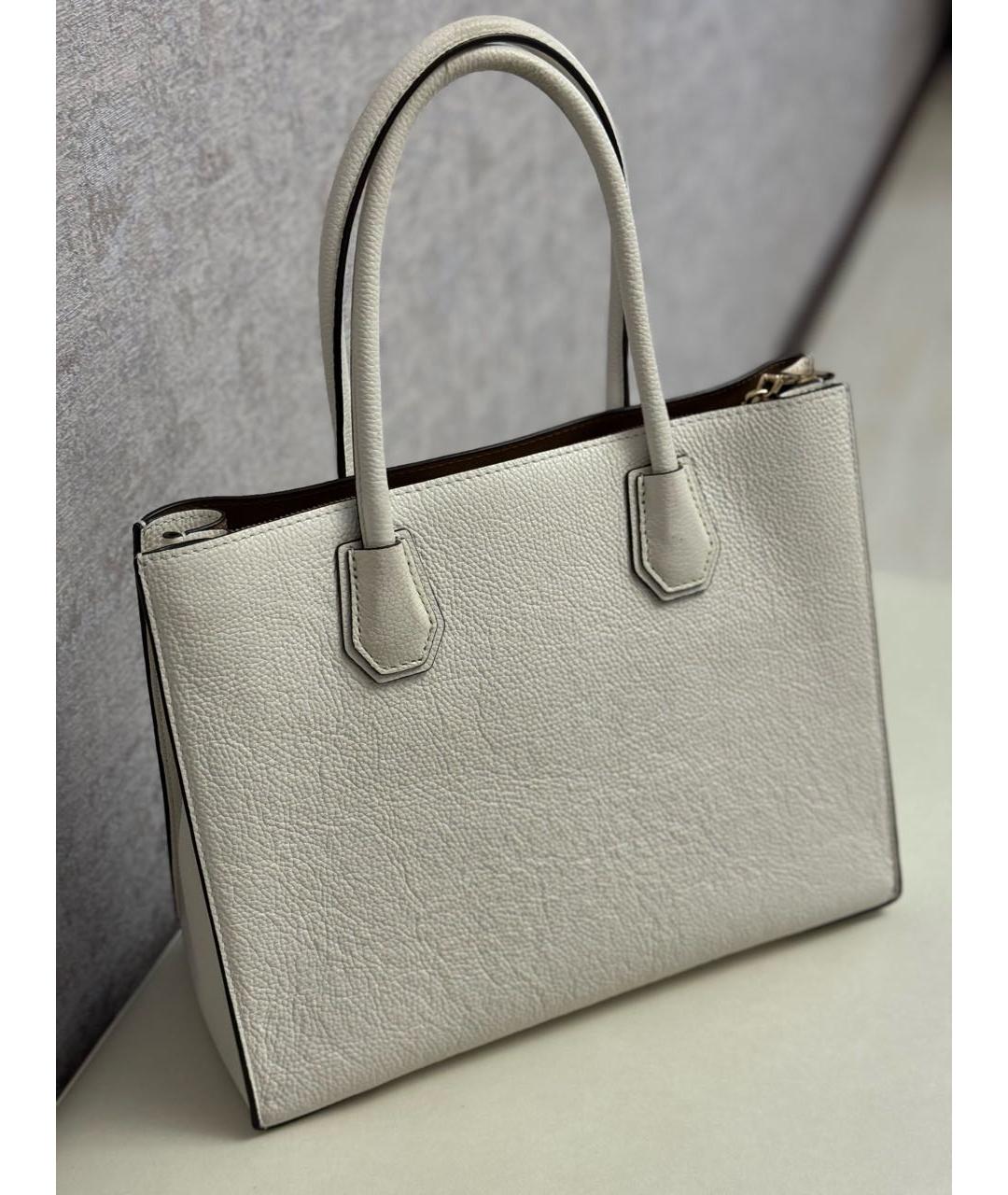 MICHAEL KORS Белая кожаная сумка тоут, фото 3