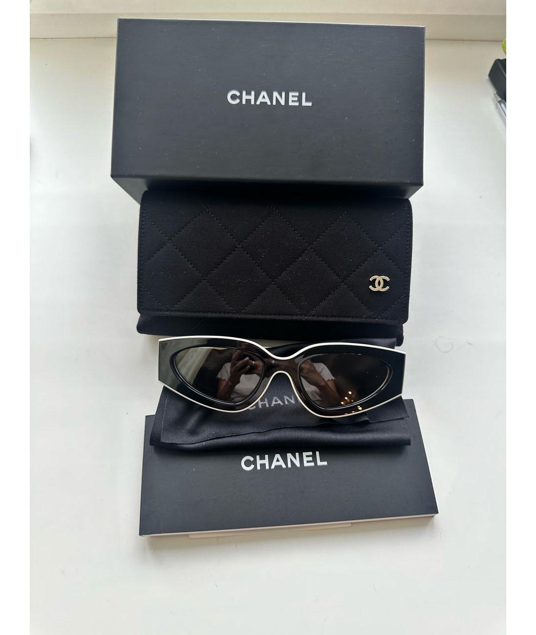 CHANEL Черные пластиковые солнцезащитные очки, фото 3