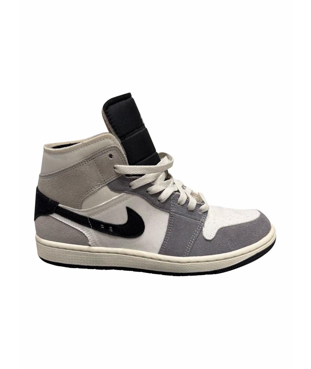 NIKE Серые замшевые высокие кроссовки / кеды, фото 1