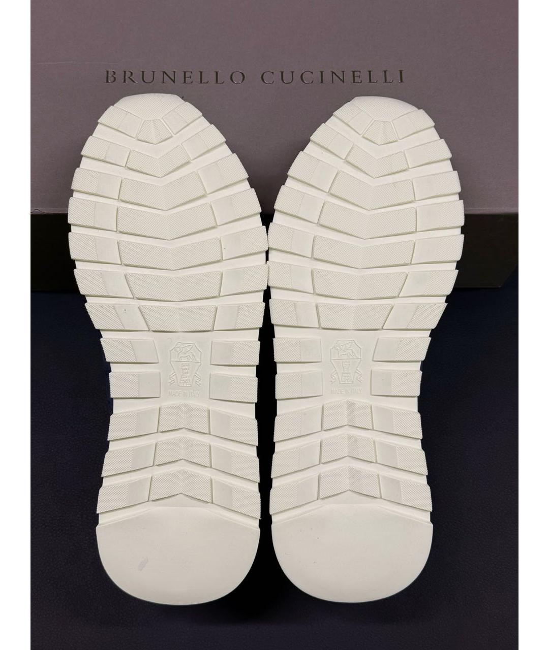BRUNELLO CUCINELLI Синие кожаные низкие кроссовки / кеды, фото 8