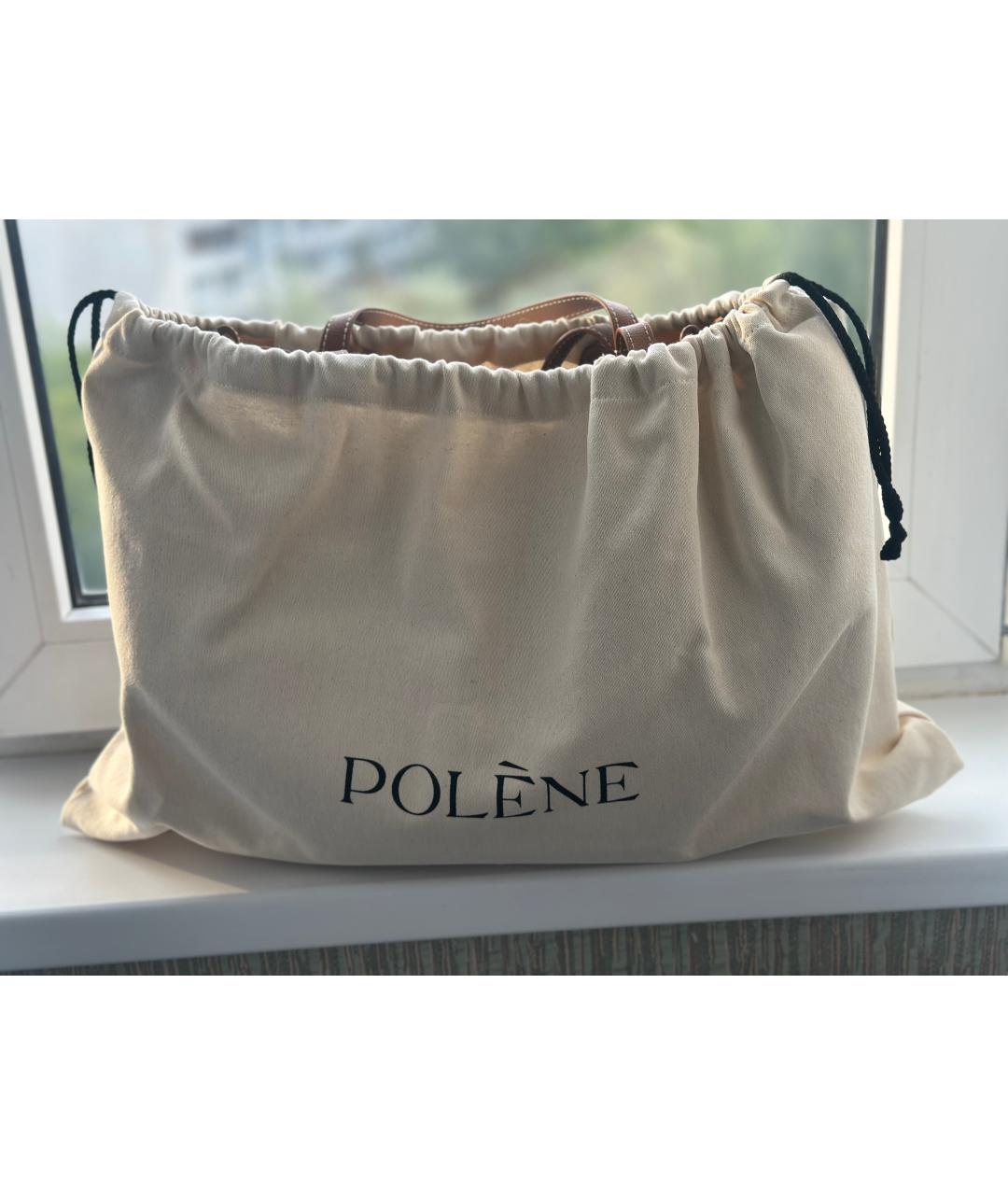 POLENE Бежевая кожаная сумка тоут, фото 3