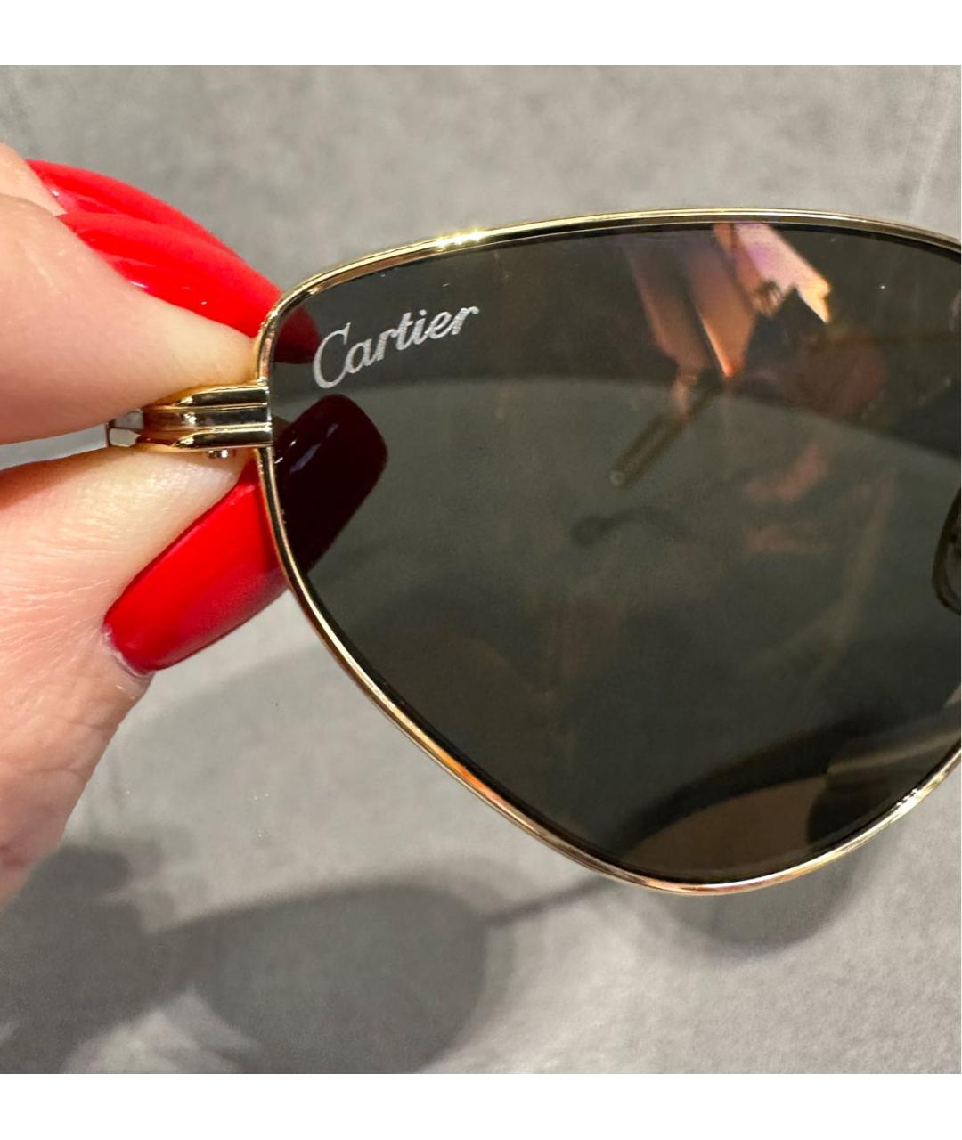 CARTIER Коричневые металлические солнцезащитные очки, фото 3