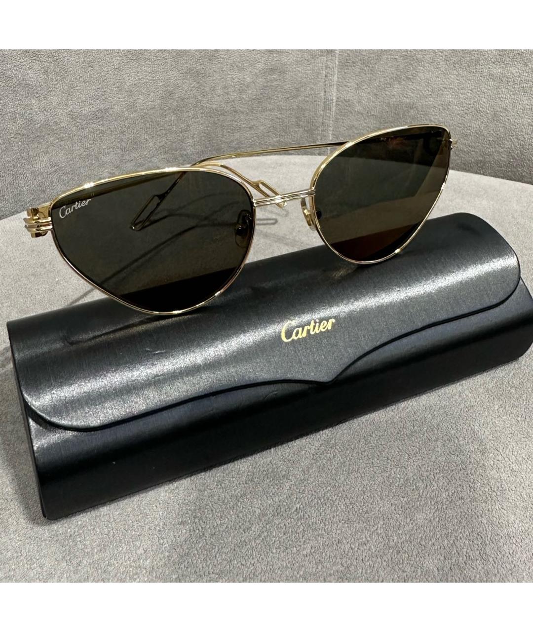 CARTIER Коричневые металлические солнцезащитные очки, фото 4