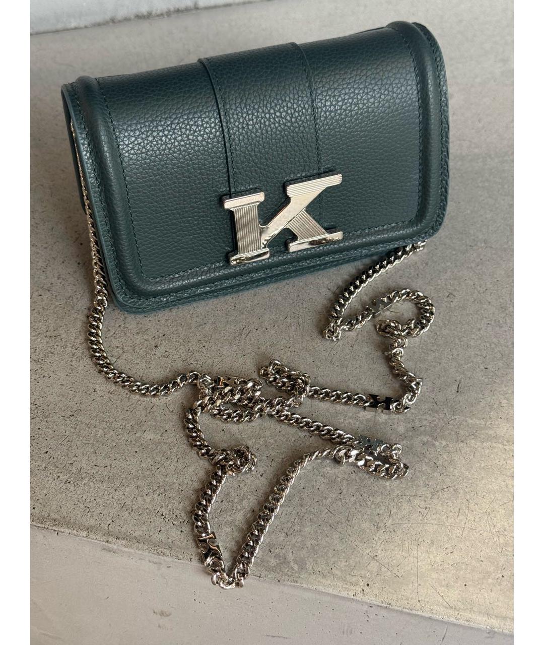 KITON Зеленая кожаная сумка через плечо, фото 3
