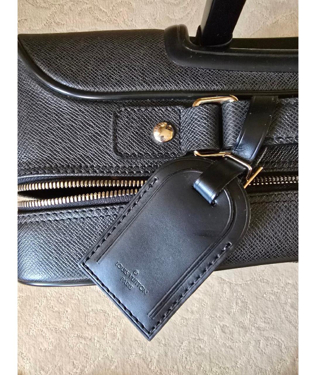 LOUIS VUITTON Черный кожаный чемодан, фото 7