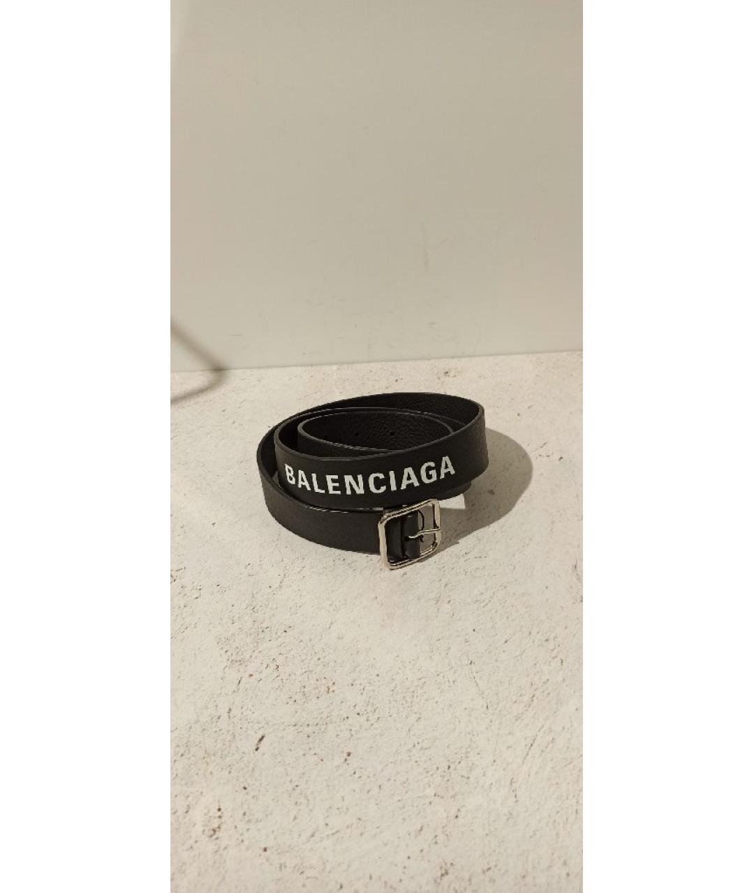 BALENCIAGA Черный кожаный ремень, фото 6