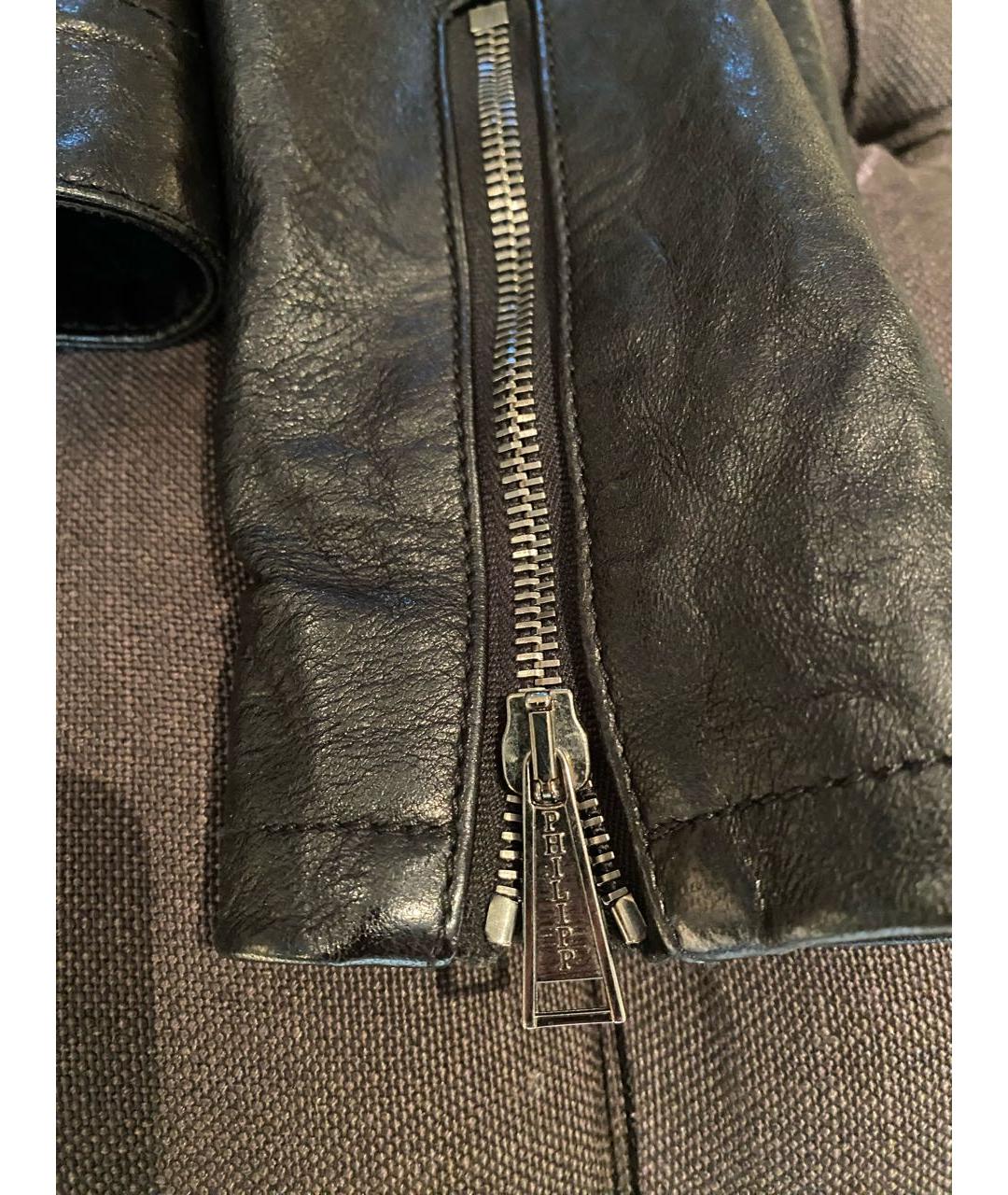 PHILIPP PLEIN Черная куртка из экзотической кожи, фото 4