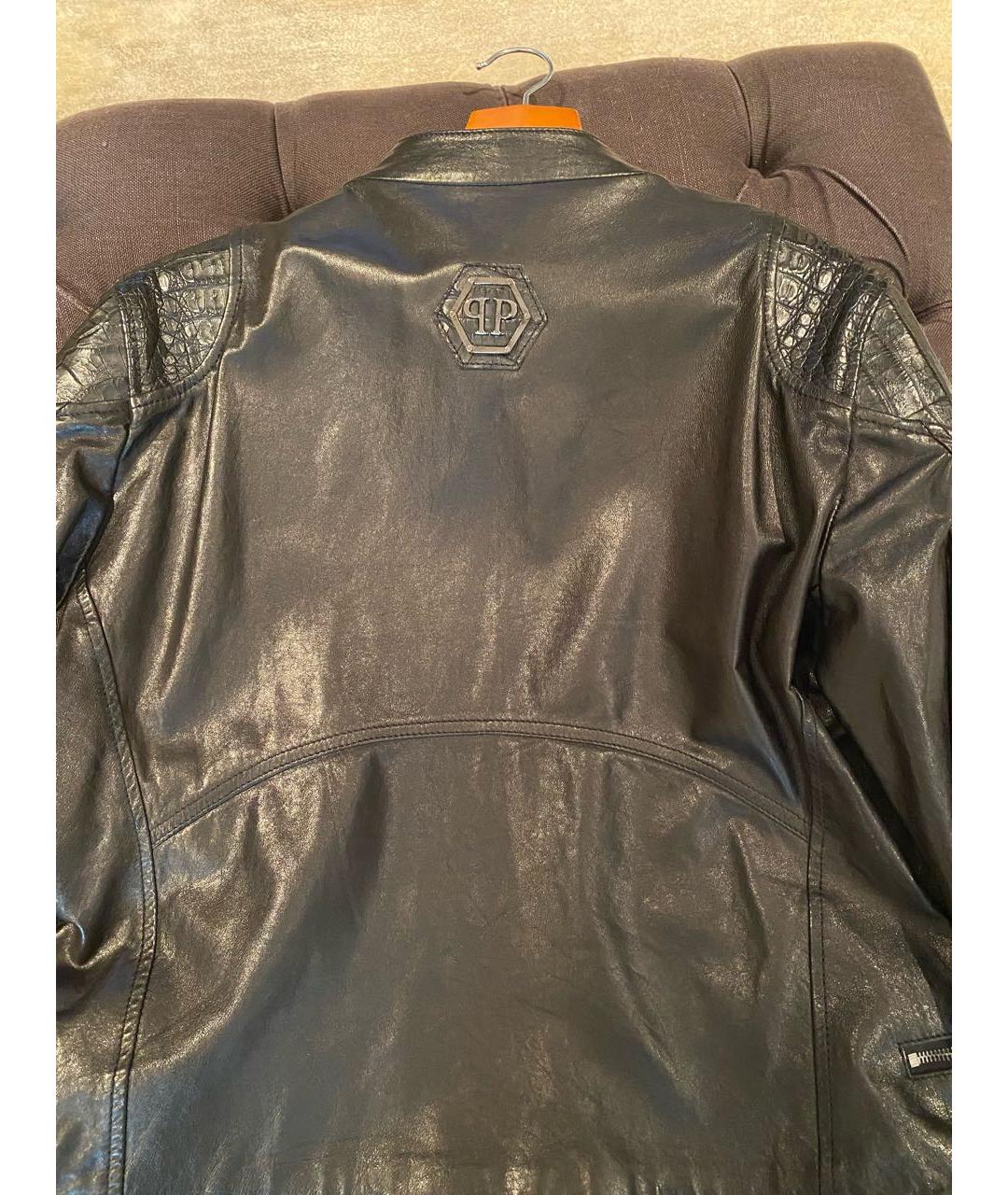 PHILIPP PLEIN Черная куртка из экзотической кожи, фото 2