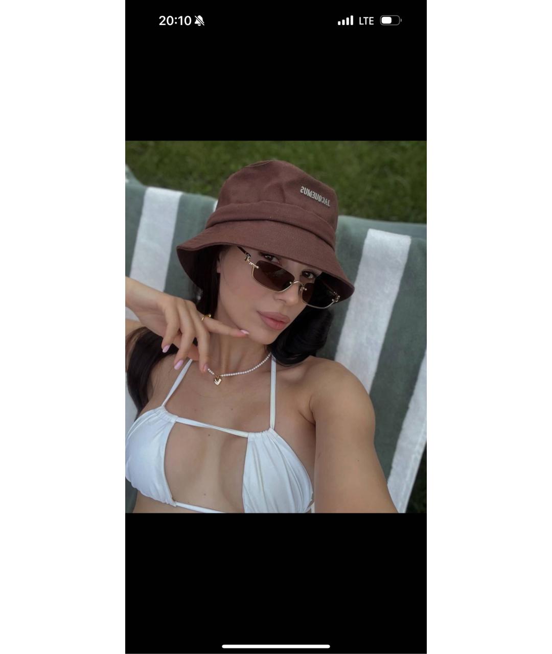 JACQUEMUS Коричневая хлопковая панама, фото 2