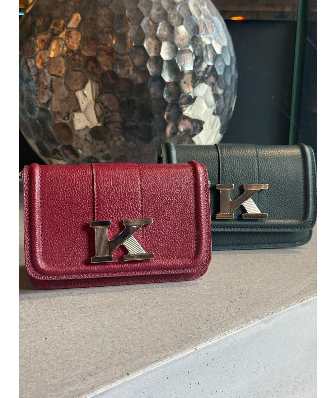 KITON Бордовая кожаная сумка через плечо, фото 4