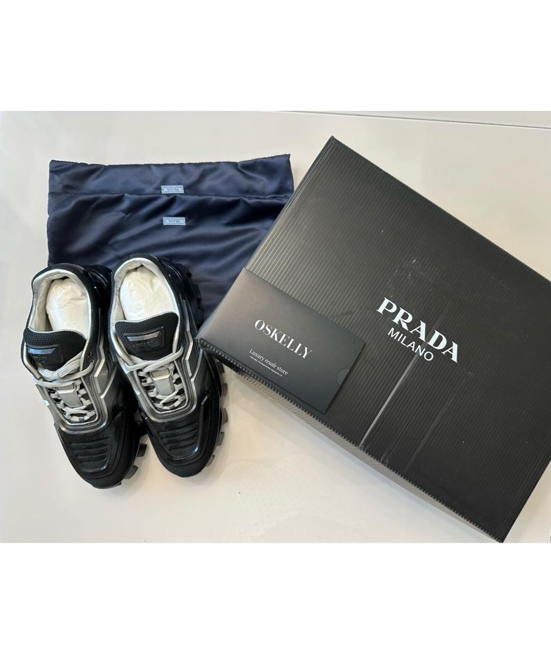 PRADA Черные кожаные кроссовки, фото 6