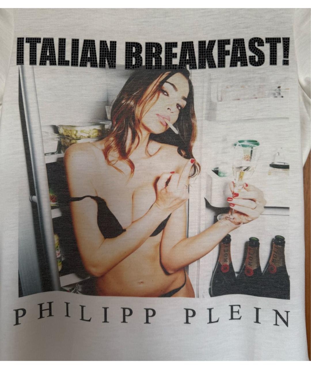 PHILIPP PLEIN Белая полиэстеровая футболка, фото 4