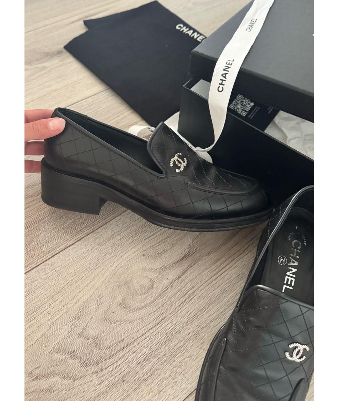 CHANEL Черные кожаные лоферы, фото 7