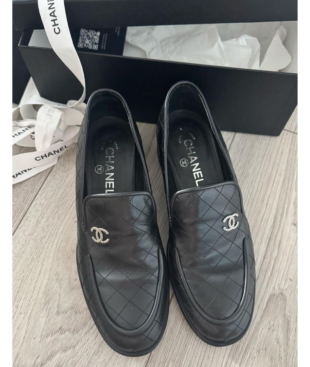 CHANEL Черные кожаные лоферы, фото 8