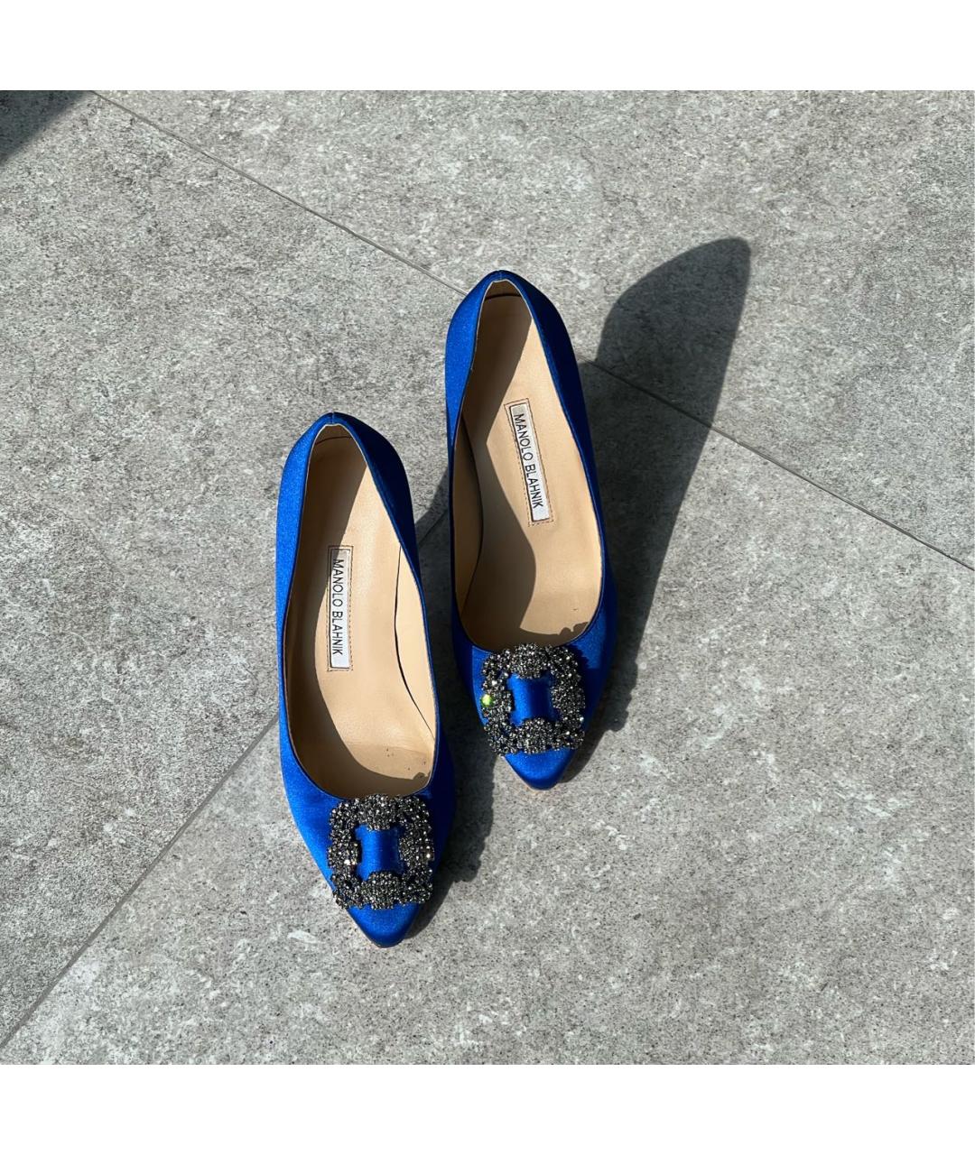 MANOLO BLAHNIK Синие текстильные туфли, фото 6