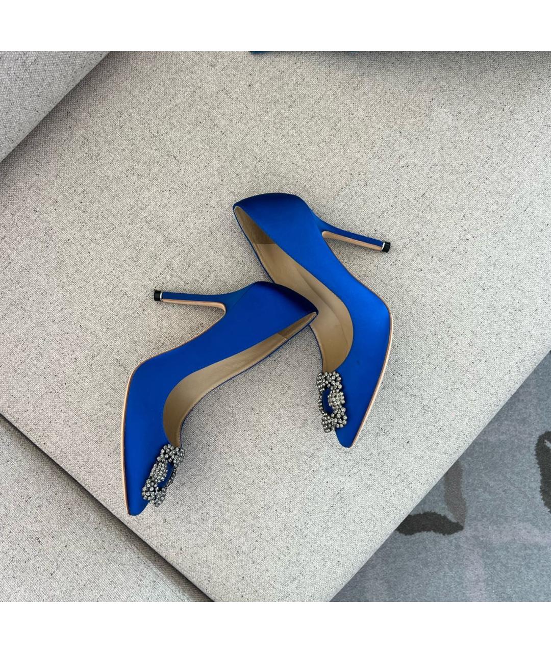 MANOLO BLAHNIK Синие текстильные туфли, фото 7