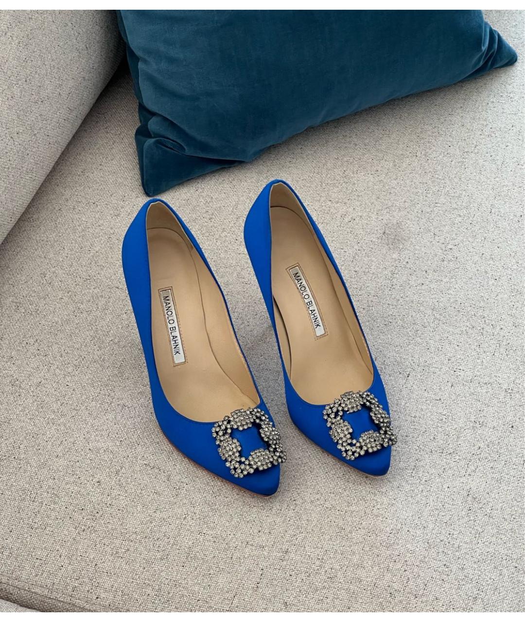 MANOLO BLAHNIK Синие текстильные туфли, фото 2