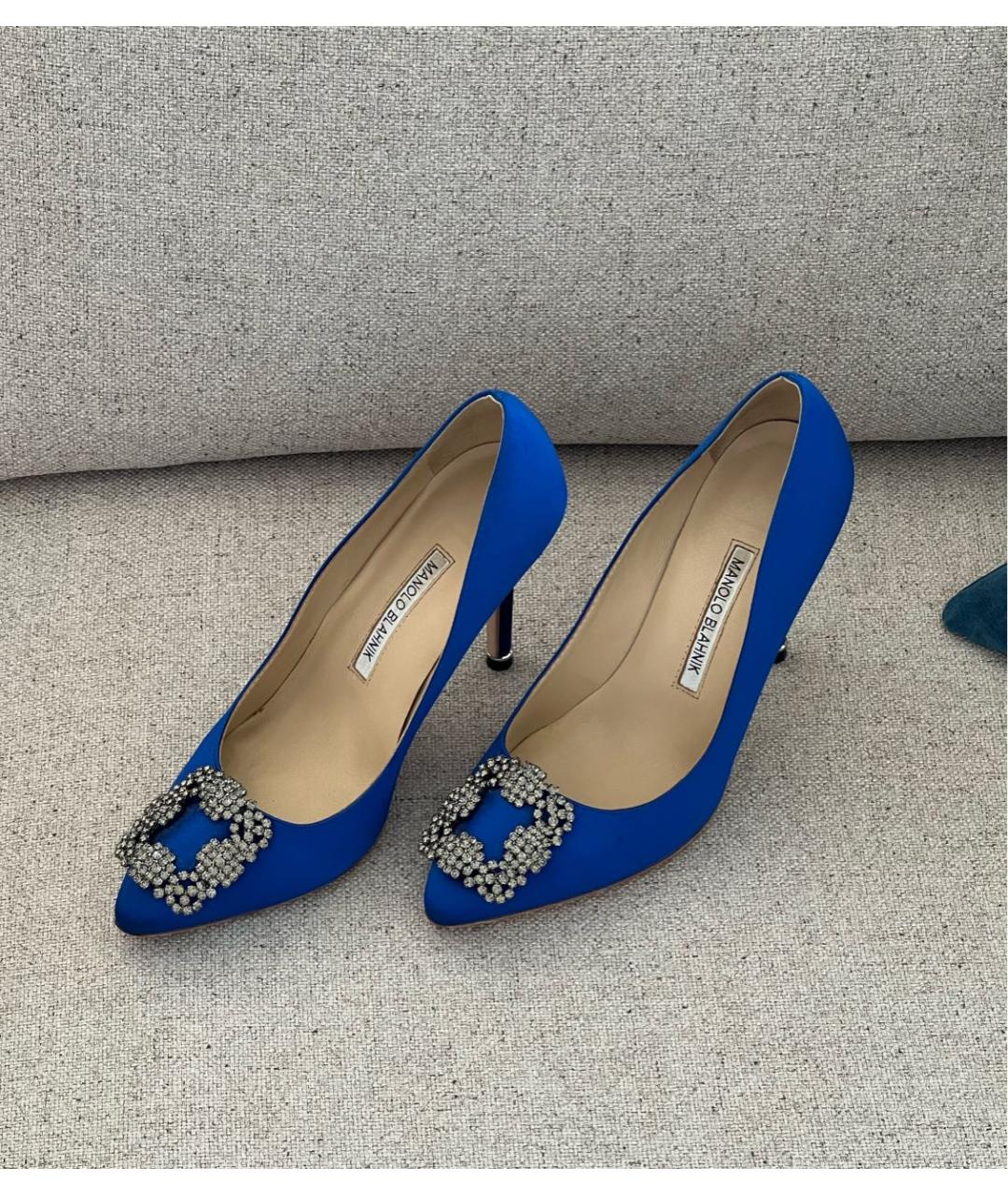 MANOLO BLAHNIK Синие текстильные туфли, фото 3