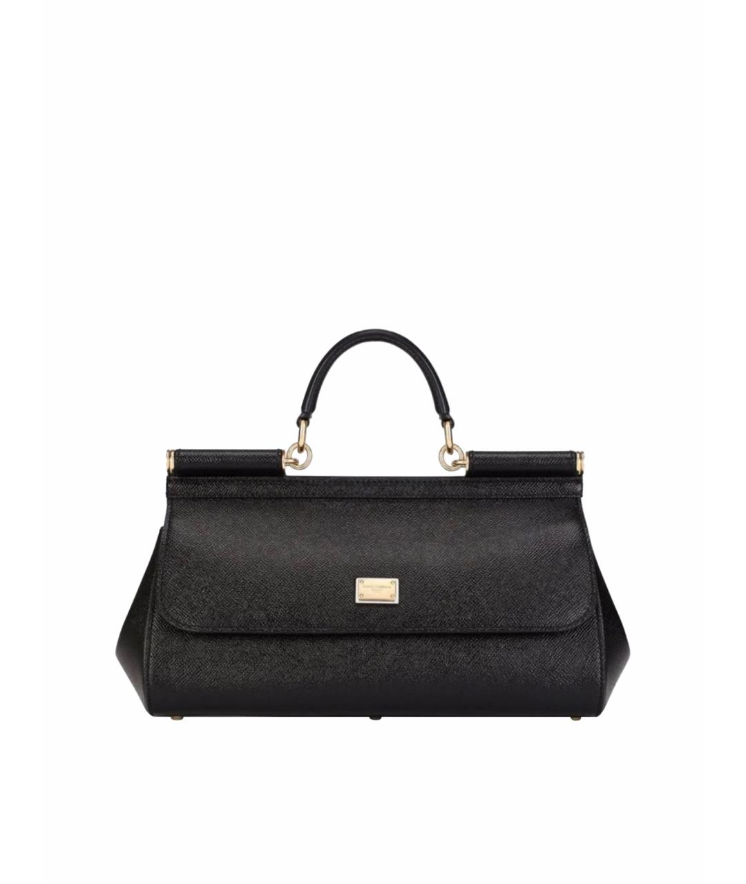 DOLCE&GABBANA Черная кожаная сумка с короткими ручками, фото 1
