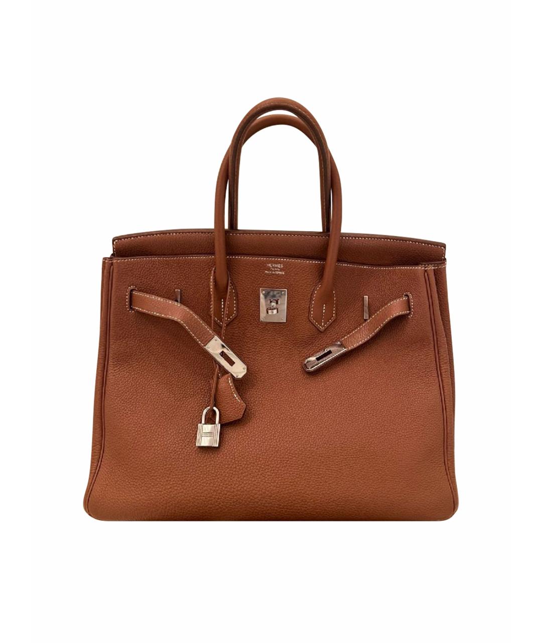 HERMES Коричневая кожаная сумка тоут, фото 1