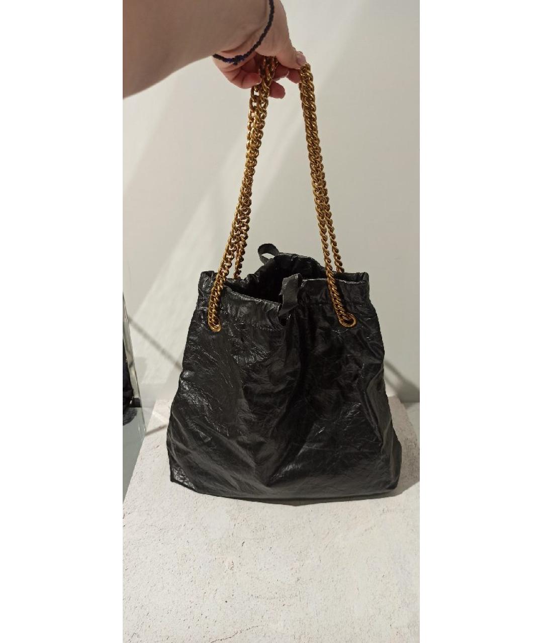 BALENCIAGA Черная кожаная сумка через плечо, фото 3