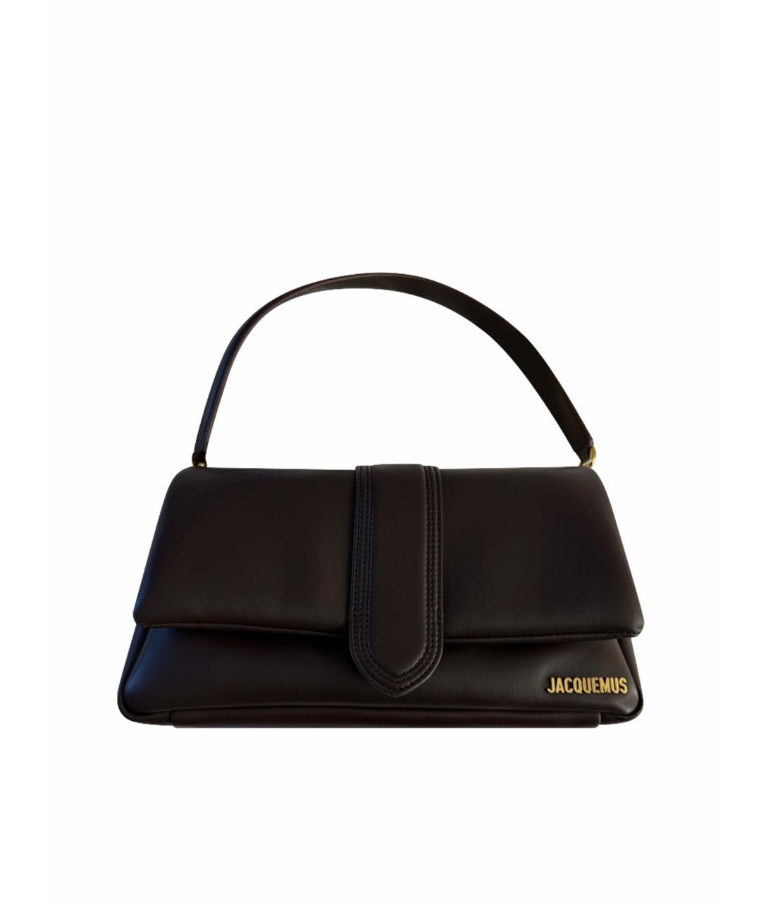 JACQUEMUS Коричневая кожаная сумка с короткими ручками, фото 1